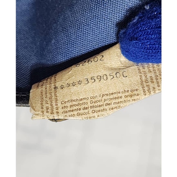 Authentic GUCCI Vintage GG Canvas Tote Bag PVC Leather Navy Blue/Grey - Picture 10 of 14